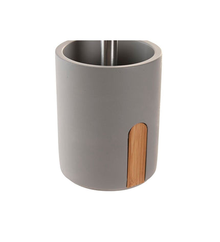 DKD Home Decor toilet brush in natural gray cement, 9.5x9.5x36.5 cm, suitable for bathroom and home decor.