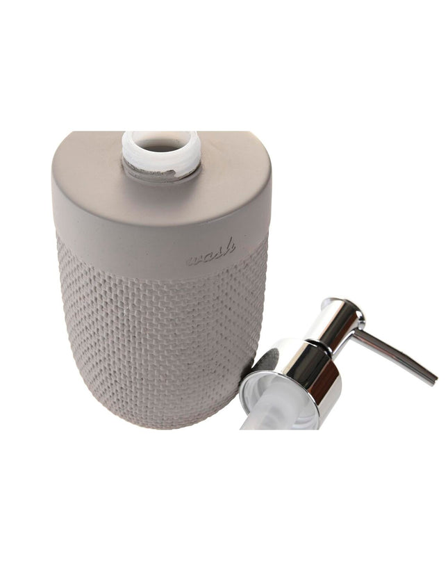 Gray cement-style soap dispenser by DKD Home Decor, made of polypropylene, suitable for bathroom and kitchen use.