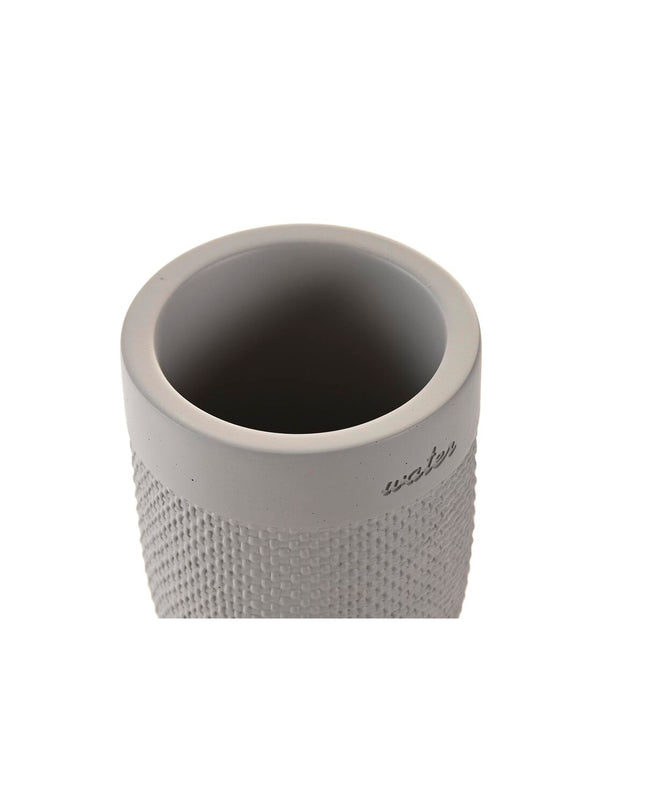 Gray cement soap dish from DKD Home Decor, 8x8x10.5 cm, suitable for bathroom decor and kitchen use.
