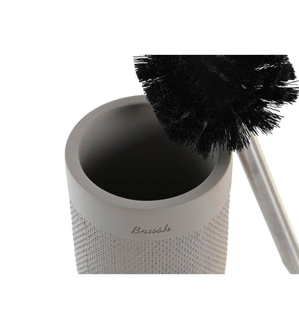 Gray cement DKD Home Decor toilet brush with stainless steel handle, 37 cm tall, suitable for bathroom and home cleaning.