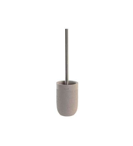 Gray cement DKD Home Decor toilet brush holder with stainless steel handle, 10x10x37 cm, for bathroom cleaning.