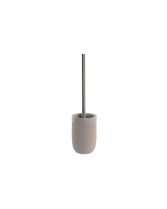 Gray cement DKD Home Decor toilet brush holder with stainless steel handle, 10x10x37 cm, for bathroom cleaning.