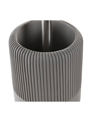 Gray cement and stainless steel DKD Home Decor toilet brush with holder, 11x11x36.5 cm, suitable for bathroom and household use.