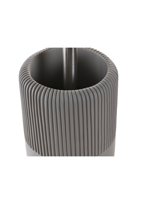 Gray cement and stainless steel DKD Home Decor toilet brush with holder, 11x11x36.5 cm, suitable for bathroom and household use.