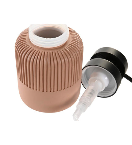Black cement soap dispenser by DKD Home Decor, 7x7x16 cm, with terra cotta accents for bathroom or kitchen use.