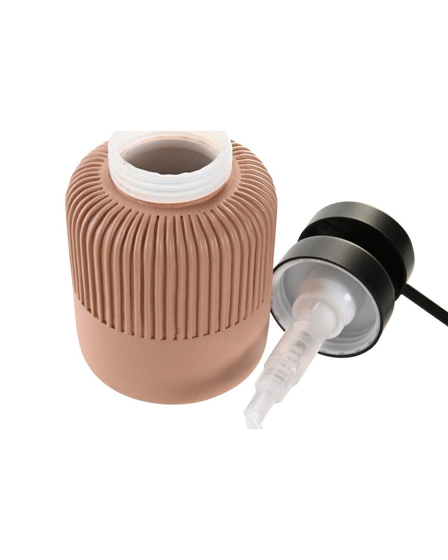 Black cement soap dispenser by DKD Home Decor, 7x7x16 cm, with terra cotta accents for bathroom or kitchen use.