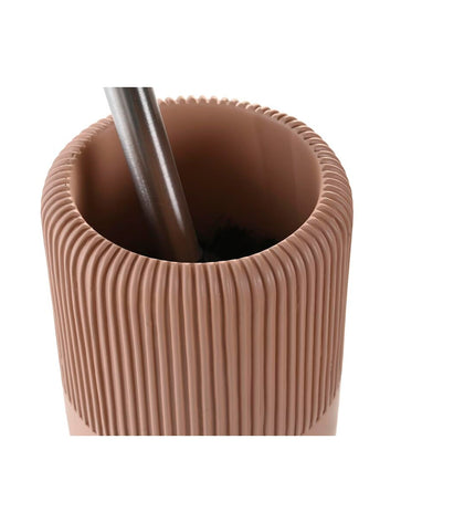 Cement and terracotta toilet brush holder from DKD Home Decor with stainless steel handle, 36.5 cm tall, designed for bathroom use.