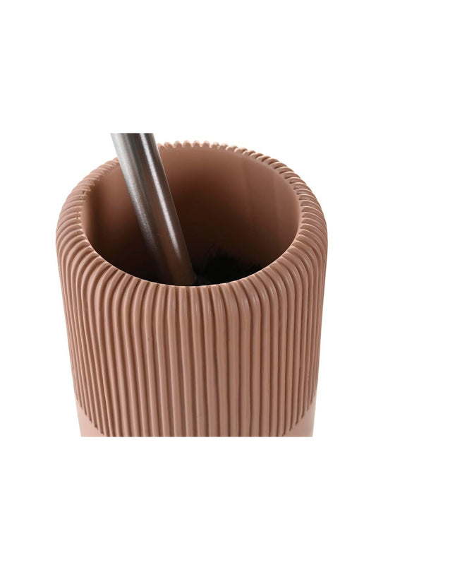Cement and terracotta toilet brush holder from DKD Home Decor with stainless steel handle, 36.5 cm tall, designed for bathroom use.