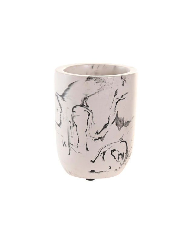 Cement house decor figurine in white and black from DKD Home Decor, measuring 7x7x9.5 cm, suitable for bathroom or home decor.