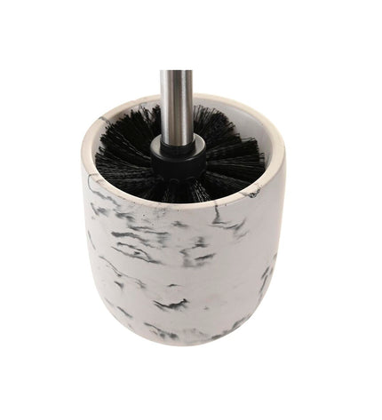 Black cement toilet brush holder by DKD Home Decor, 10x10x36 cm, suitable for bathroom and home decor.