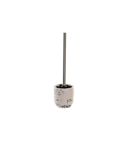 Black cement toilet brush holder by DKD Home Decor, 10x10x36 cm, sleek bathroom accessory with a modern design.