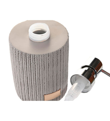 Gray cement-style DKD Home Decor soap dispenser for bathroom and kitchen, made of polypropylene with modern design.