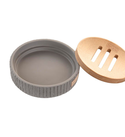 Gray cement soap dish from DKD Home Decor, 11x11x2.5 cm, suitable for bathroom and kitchen use, with a modern square design.