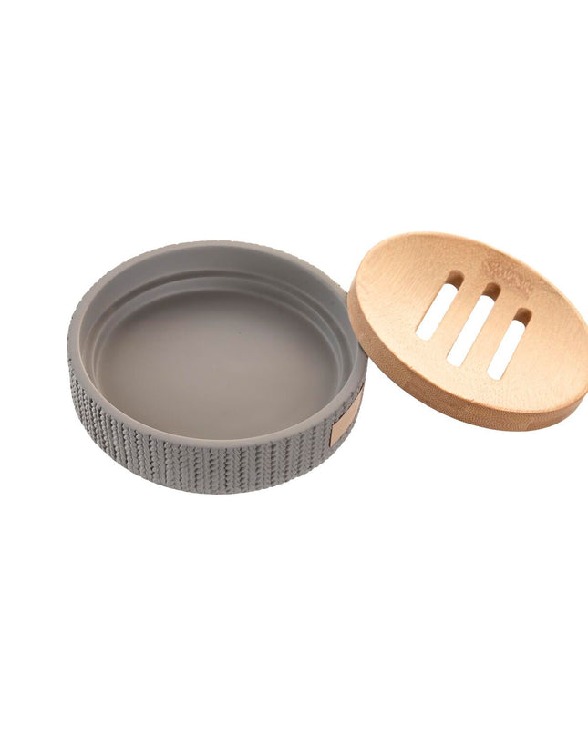 Gray cement soap dish from DKD Home Decor, 11x11x2.5 cm, suitable for bathroom and kitchen use, with a modern square design.