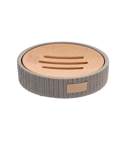 Gray cement soap dish from DKD Home Decor, 11x11x2.5 cm, designed for house, kitchen, or bathroom use.