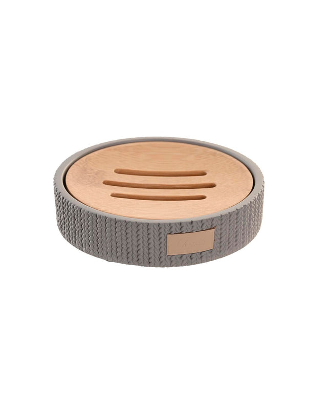 Gray cement soap dish from DKD Home Decor, 11x11x2.5 cm, designed for house, kitchen, or bathroom use.