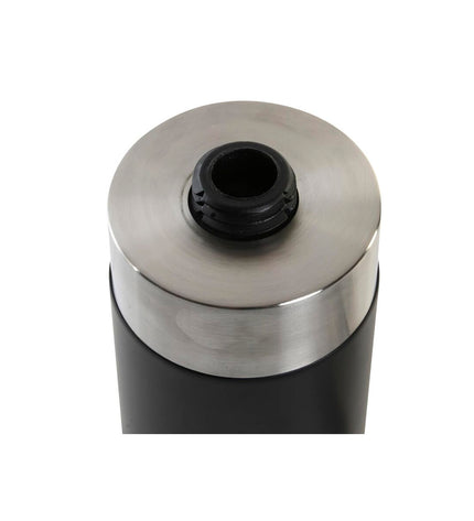 DKD Home Decor silver and black soap dispenser made of stainless steel and resin, 7x7x17 cm, suitable for bathroom and kitchen.