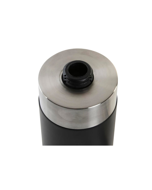DKD Home Decor silver and black soap dispenser made of stainless steel and resin, 7x7x17 cm, suitable for bathroom and kitchen.