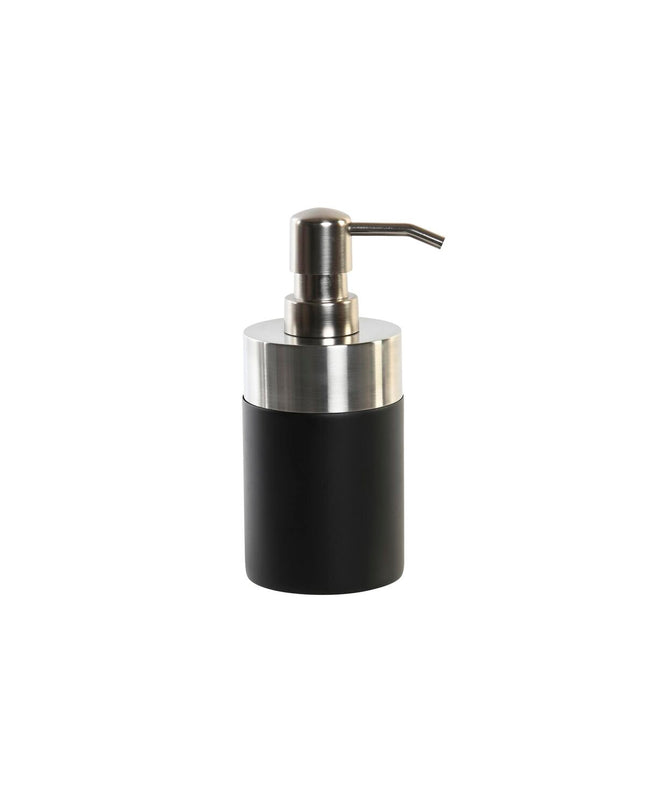 DKD Home Decor silver and black soap dispenser in stainless steel and resin, 7x7x17 cm, for bathroom or kitchen use.