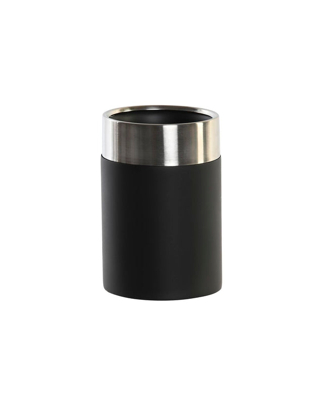 Set of 12 black and silver toothbrush holders in resin and stainless steel, DKD Home Decor, 7x7x10.5 cm, for bathroom organization.