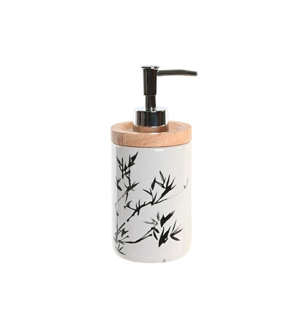 Black and white ceramic soap dispenser by DKD Home Decor, 8x9x17.5 cm, designed for bathroom and home use.