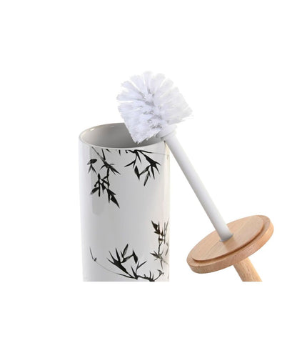 Black metal toilet brush holder with white ceramic base, DKD Home Decor, 10x10x38.5 cm, suitable for bathroom use.