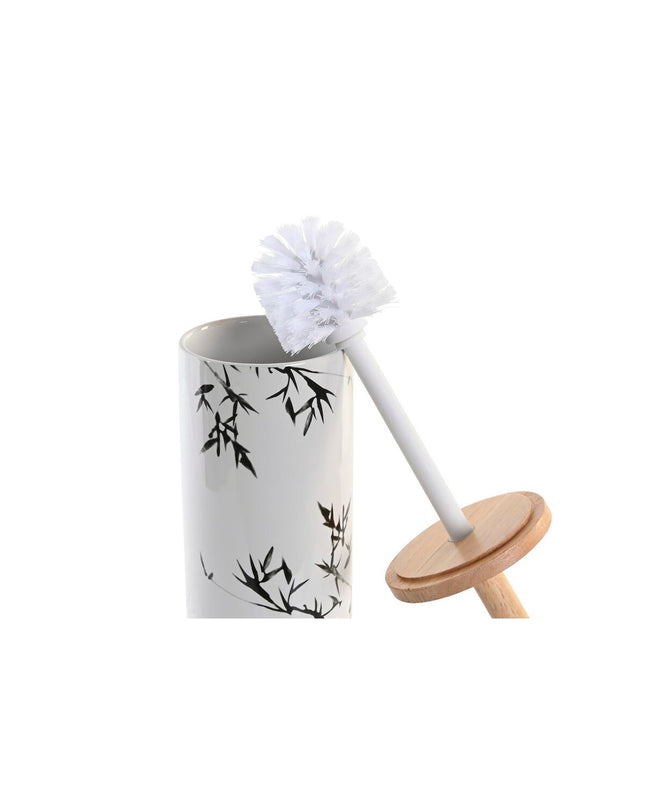 Black metal toilet brush holder with white ceramic base, DKD Home Decor, 10x10x38.5 cm, suitable for bathroom use.