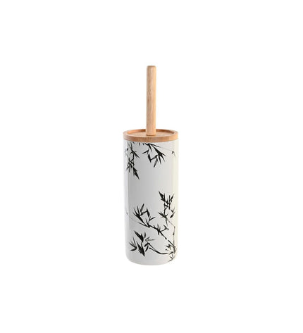 Black metal and white ceramic toilet brush holder from DKD Home Decor, 10x10x38.5 cm, suitable for bathroom use.