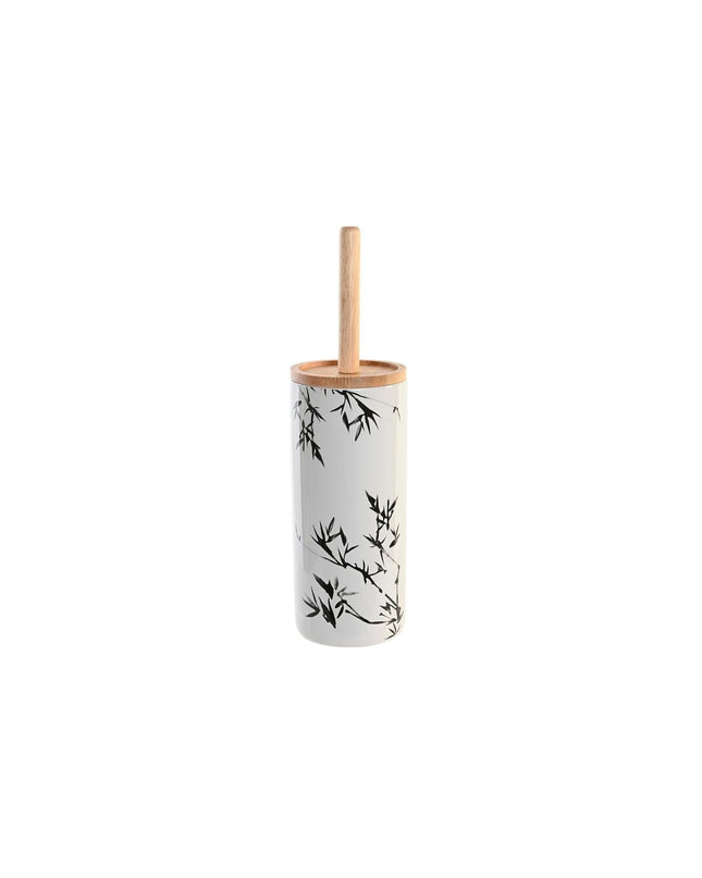 Black metal and white ceramic toilet brush holder from DKD Home Decor, 10x10x38.5 cm, suitable for bathroom use.