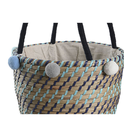 DKD Home Decor basket spelset with pompons, 43x43x43 cm, suitable for house, kitchen, or bathroom decor.