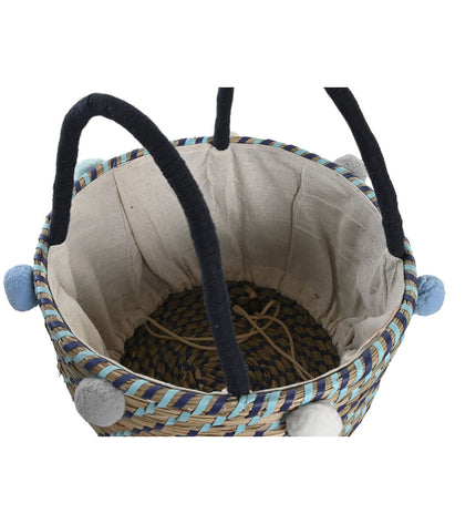 DKD Home Decor basket spelset with pompons, 43x43x43 cm, suitable for home decor and bathroom storage.