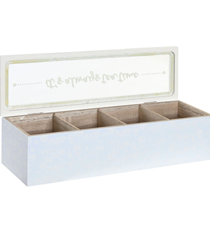 DKD Home Decor infusion box in blue and pink with three wooden MDF compartments, perfect for house and kitchen use.