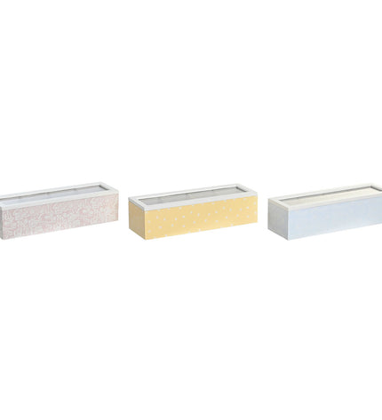 Blue and pink infusion box by DKD Home Decor, 30x9x8 cm, wooden MDF with three compartments for coffee and tea storage.