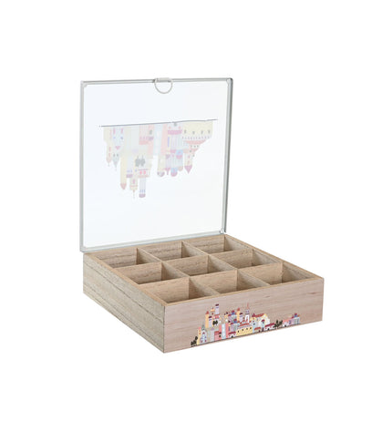 Set of two DKD Home Decor infusion storage boxes, multicolour metal and MDF, ideal for home, kitchen, coffee, and tea storage.