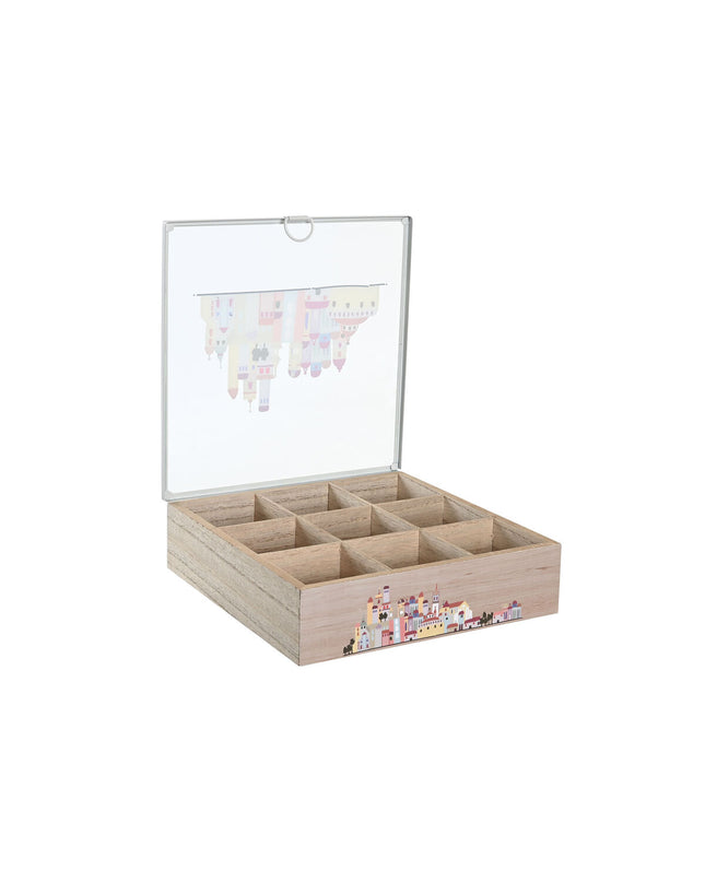 Set of two DKD Home Decor infusion storage boxes, multicolour metal and MDF, ideal for home, kitchen, coffee, and tea storage.