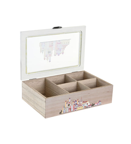 Set of two DKD Home Decor infusion boxes with multicolour crystal design, made of MDF wood, for house and kitchen use.