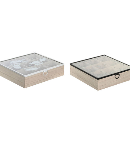 Two DKD Home Decor infusion boxes with blue, white, and black natural metal, crystal, wood, and MDF, 24x24x6.5 cm.