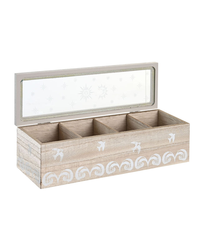 Two DKD Home Decor infusion boxes with blue and white Kristal pattern, made of MDF wood, measuring 30x9x8 cm.