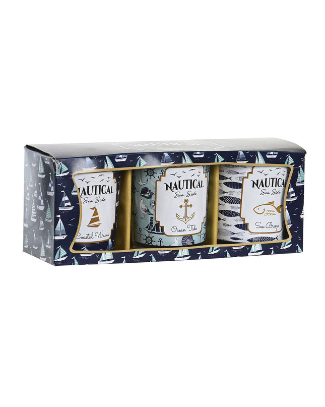 Set of three DKD Home Decor blue crystal outdoor candles with 17x5x6 cm dimensions for garden decoration.