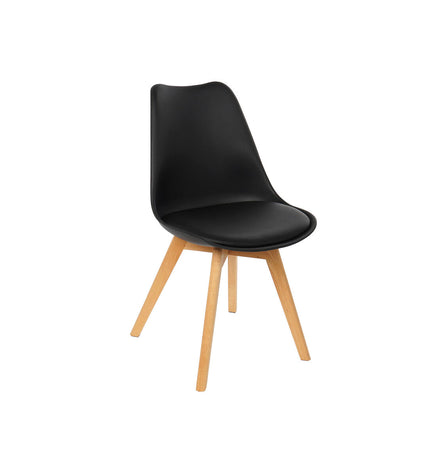 Black DKD Home Decor chair with wooden legs, measuring 48x55x83 cm, suitable for home and kitchen furniture.