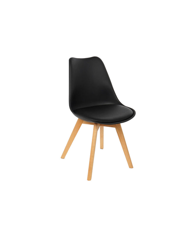 Black DKD Home Decor chair with wooden legs, measuring 48x55x83 cm, suitable for home and kitchen furniture.