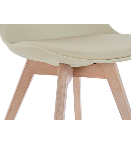 DKD Home Decor beige chair with natural foam, polypropyleen and beechwood legs, measuring 48 x 54 x 82 cm in a modern home setting.