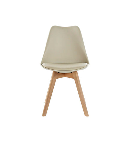 Beige DKD Home Decor chair with beechwood legs and foam cushioning, measuring 48x54x82 cm, in a home and kitchen setting.