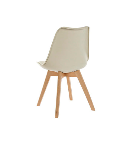 DKD Home Decor beige dining chair with foam and beechwood legs, measuring 48x54x82 cm, in a cozy home interior setting.