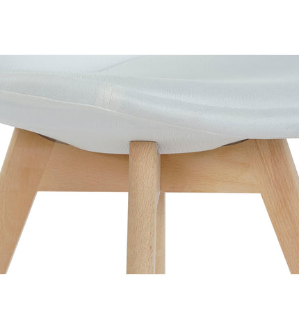 White DKD Home Decor chair with wooden legs, measuring 48x56x83 cm, suitable for home and kitchen seating.