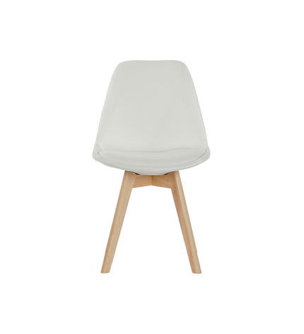 White DKD Home Decor chair with wooden legs, measuring 48x56x83 cm, suitable for home and kitchen furniture.