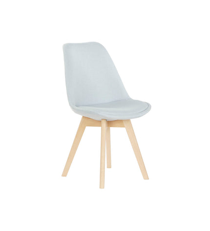 DKD Home Decor blue and beige polyester chair with foam padding and beechwood legs, measuring 48x56x83 cm.