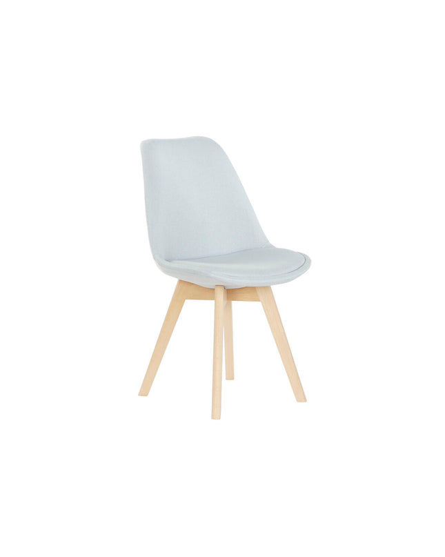 DKD Home Decor blue and beige polyester chair with foam padding and beechwood legs, measuring 48x56x83 cm.