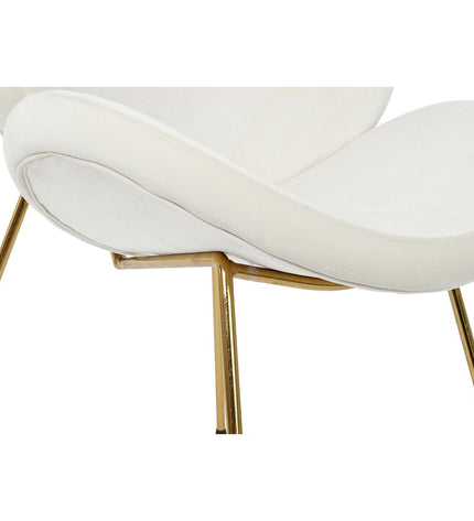 White and gold DKD Home Decor chair with wooden legs, measuring 63x57x73 cm, suitable for home and kitchen interior decor.