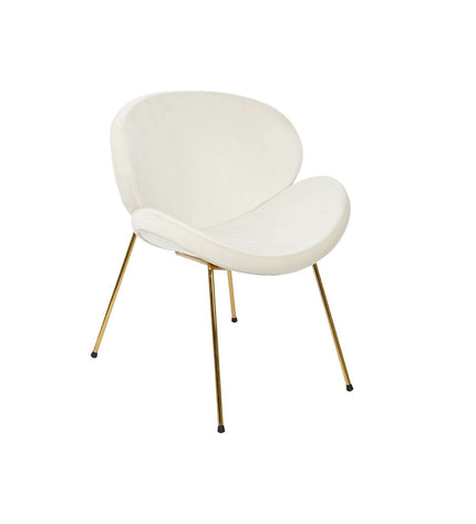 White and gold DKD Home Decor chair with wooden legs, measuring 63x57x73 cm, perfect for stylish home and kitchen spaces.